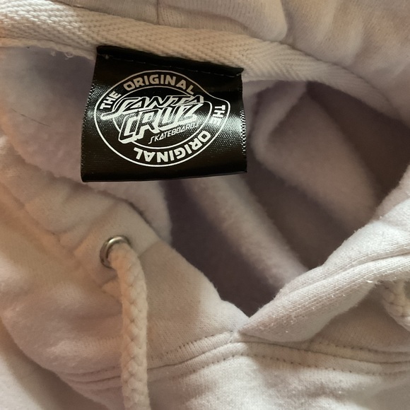 Santa Cruz Skateboards White Hooded Sweatshirt with Logo and Stripes. - Picture 9 of 9